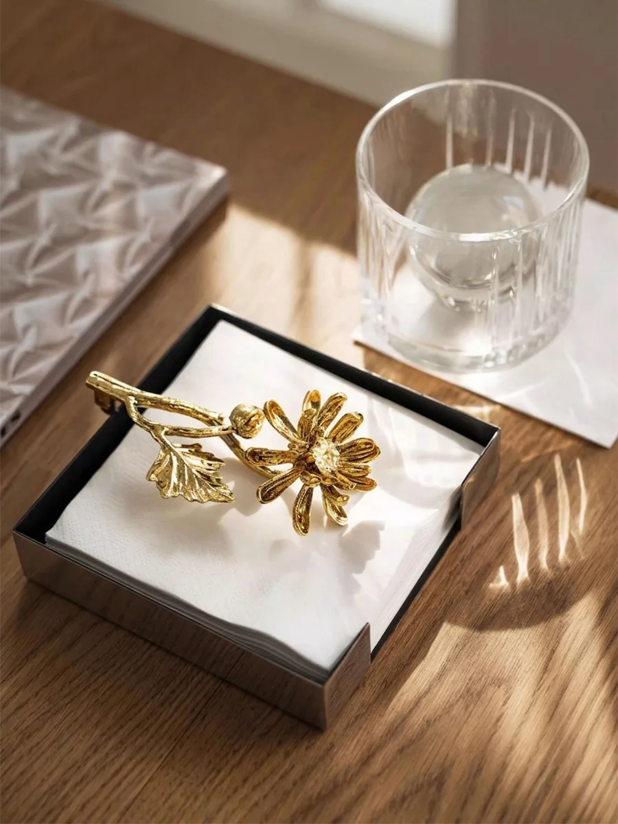 

Держатель для салфеток из нержавеющей стали с утяжелителем в виде маргаритки - черный, с бархатной подкладкой, для салфеток 12 см и 6,5 дюйма (для коктейльных салфеток)