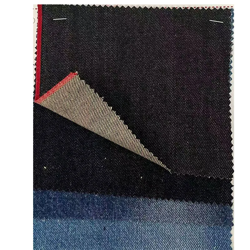 

12-унций изготовленный джинсовый материал с кромкой на заказ для изготовления прочной джинсовой куртки светло-коричневый уток красный с решеткой джинсовая ткань оптом W2208288