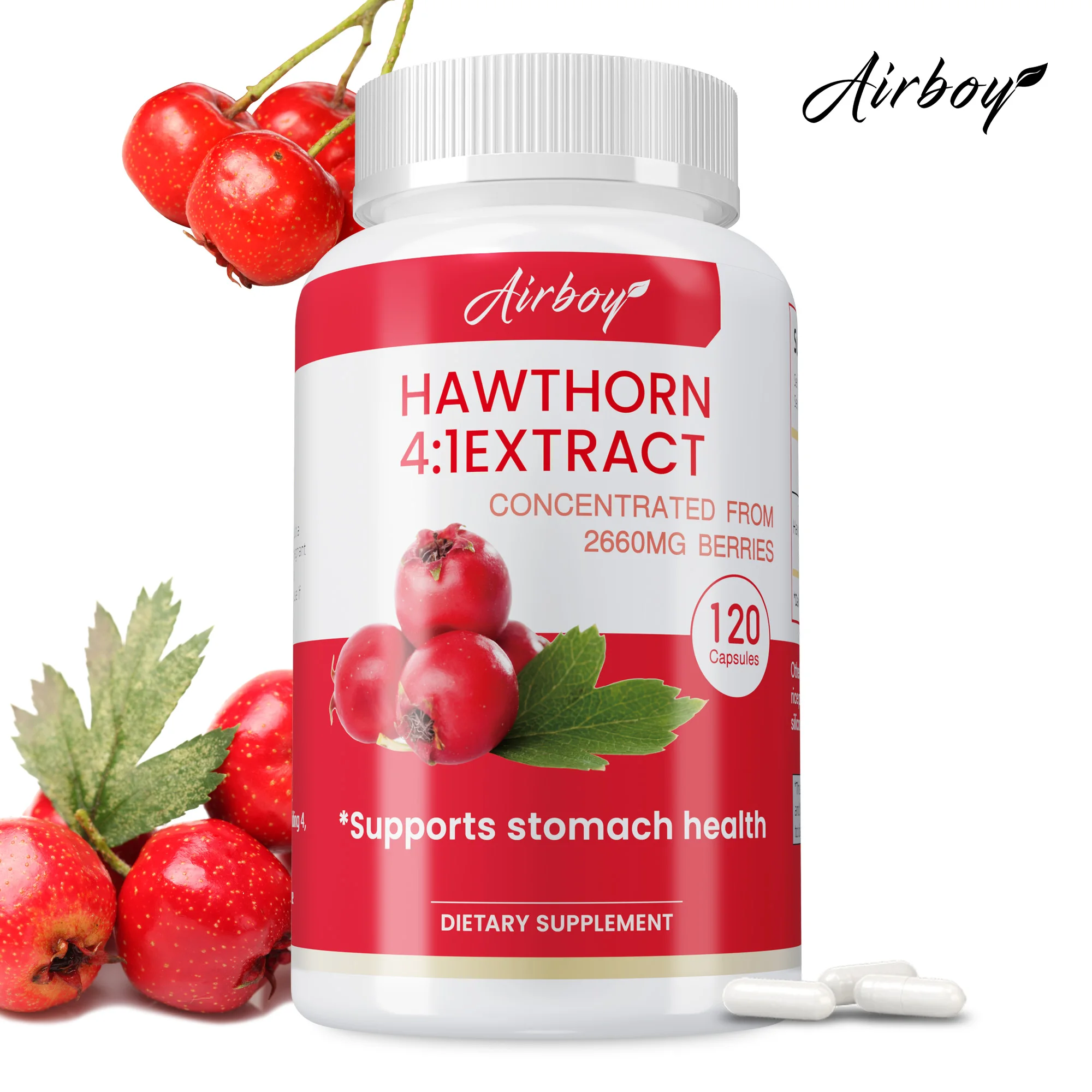 Hawthorn Berry Capsules - Digestive and Heart Health Support, Blood Pressure Balance - 120 Capsules