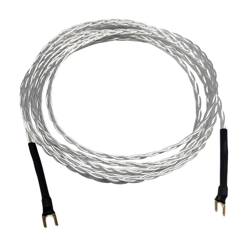 Kabel Hi-Fi 3AG do płyt winylowych, posrebrzany kabel połączeniowy OCC, posrebrzany kabel wzmacniacza, kabel Hi-Fi z wtykami widełkowymi Y, kabel mostkowy Hi-Fi — zdjęcie produktu 7