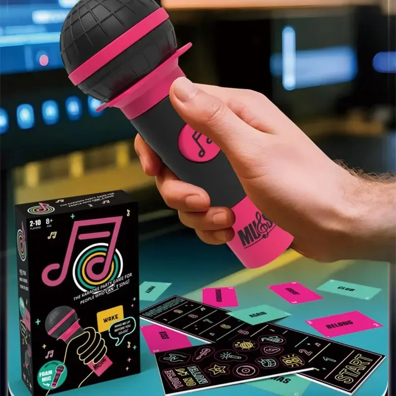 

Захватывающая игра «Микрофон» для караоке, настольная игра для 2-10 игроков, для тех, кто не умеет петь, 125 карточек с текстами песен, игра для певцов на семейных вечеринках
