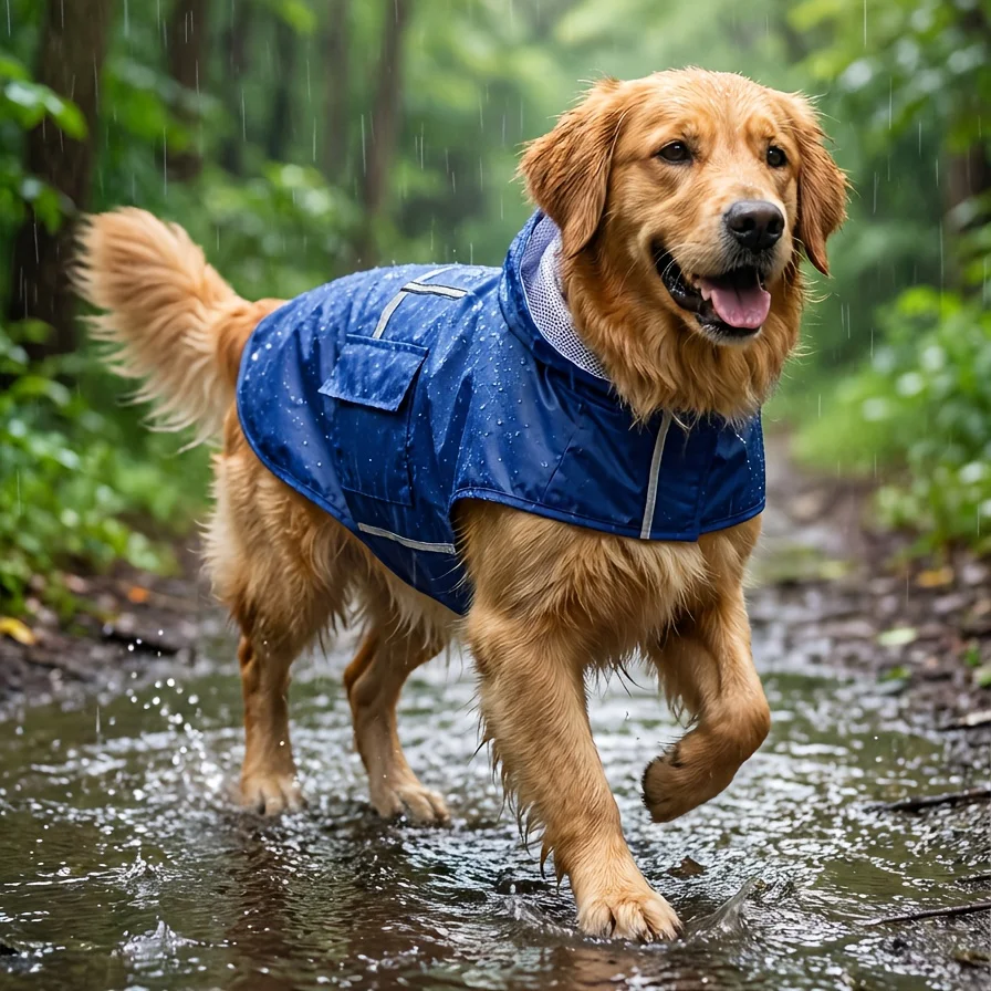 Colorful, new, large and medium-sized pet dog warm coats, pet waterproof reflective outdoor raincoats.