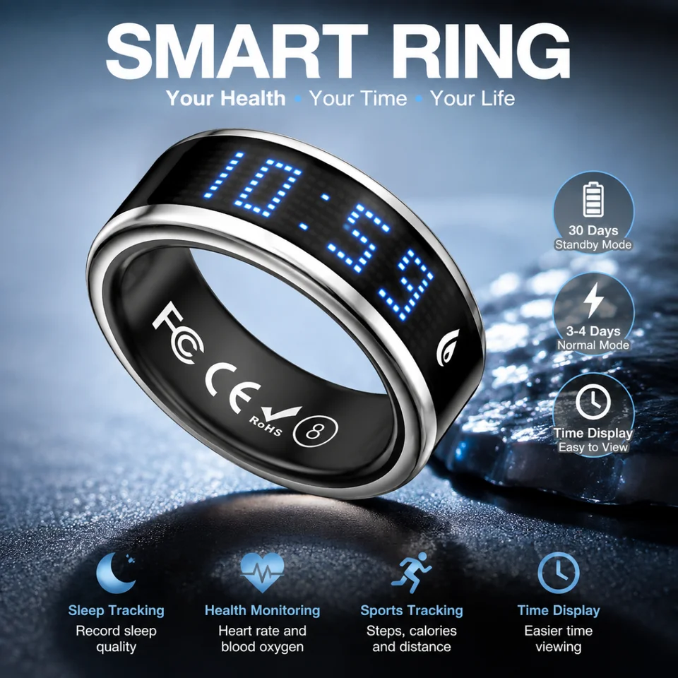 Smart LED Display Health Monitoring Ring for Everyone