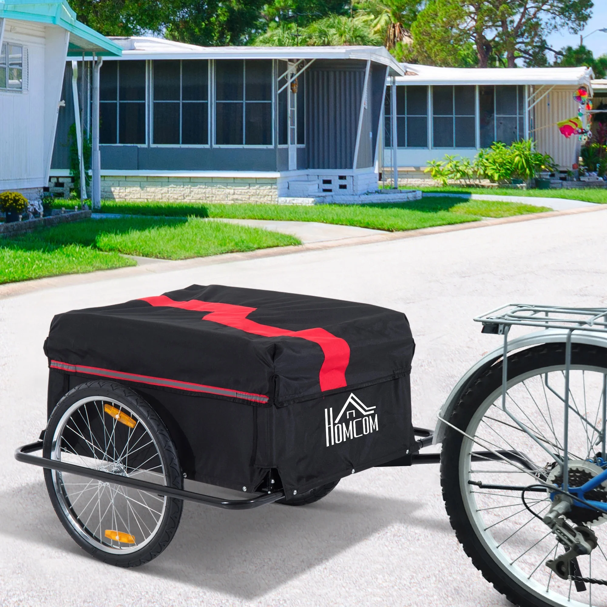 AliExpress HOMCOM Two-Wheel Bicycle Large Cargo Wagon Trailer Oxford Fabric, Folding Storage