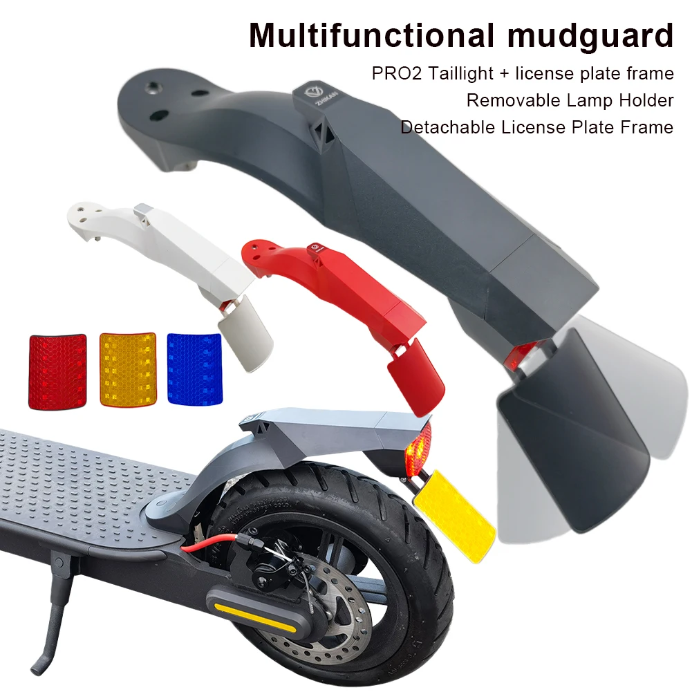 Electric Scooter Rear Fender PRO2 Taillight Kit Tire Mudguard with Adjustable License Plate Holder for Xiaomi M365/Pro/Pro2