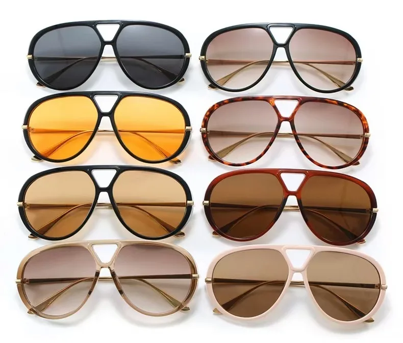 Oversized Pilot Sunglasses 2025 New in Vintage Double Bridge  display picture 1