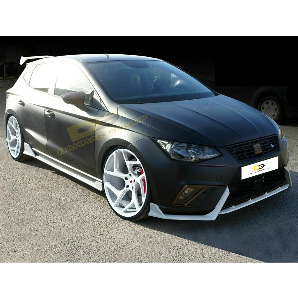 Seat Ibiza MK5 2017 - 2020 LENZ Design 3 Pieces Front Splitter Lip Blade Wing Spoiler Piano Gloss Black Plastic FR Cupra Kit