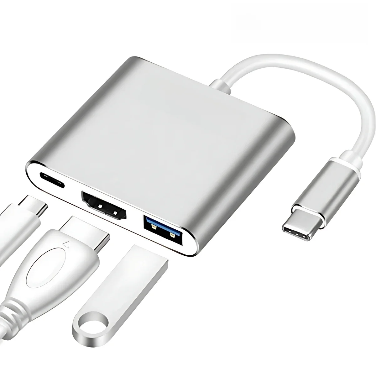 STONEGO 4K Type C Adapter Digital Multiport Hub Type C To Video Connector Adapter with USB 3.0 Port and Type C Charging Port