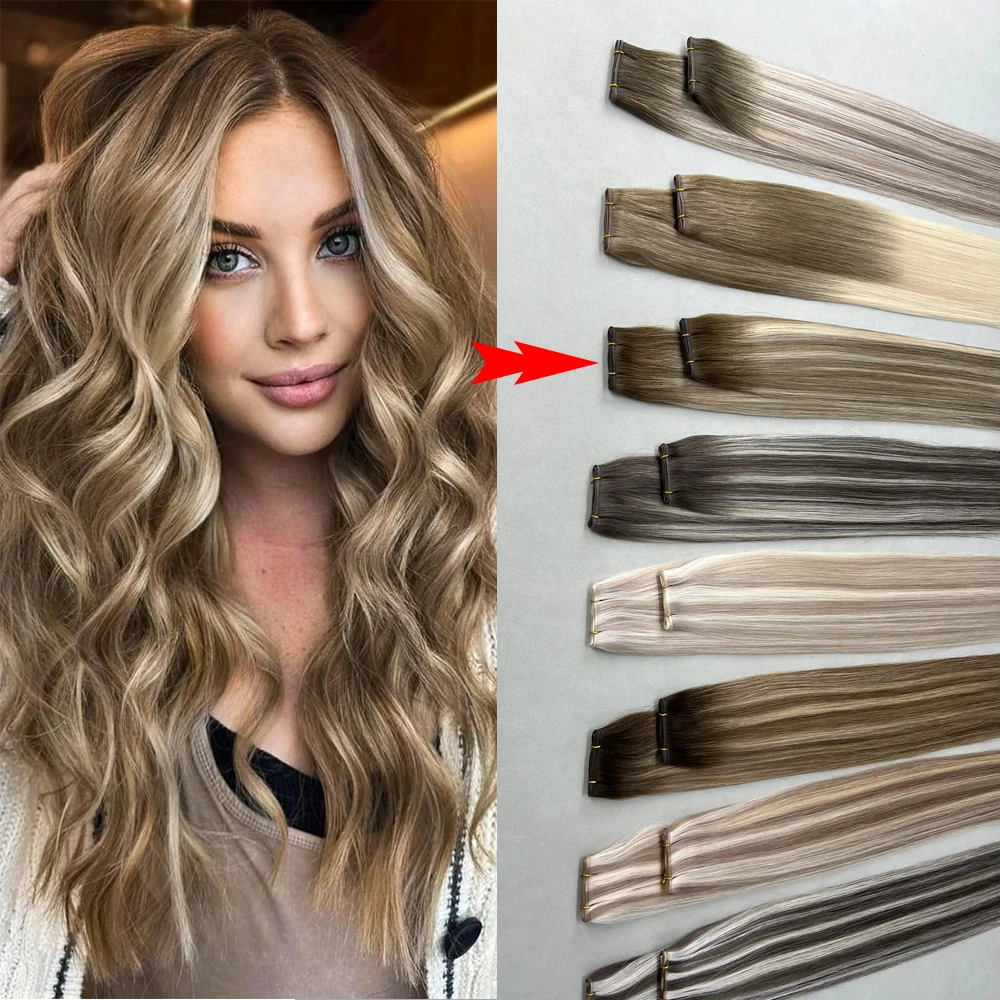 عبقرية لحمة شعر مستعار بشري 100% شعر بشري حقيقي طبيعي برازيلي أصلي غير مرئي شعر مستقيم 22-24 بوصة #1