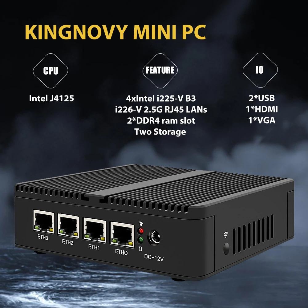 J4125 Mini PC Fanless Nano, roteador 2.5G, 4 Intel, i226, i225, 2.5Gbps, firewall, PC host, OPNsense, VMware, ESXi, Proxmox, AES-NI