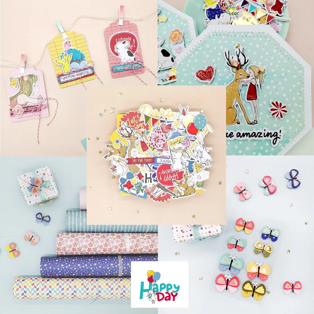 Creative Path 16 Stück Happy Day Karton-Papieretiketten, kleine Raster-Journaling-Tags, Vintage-Scrapbooking-Tags für DIY-Bastelarbeiten – Detail 9