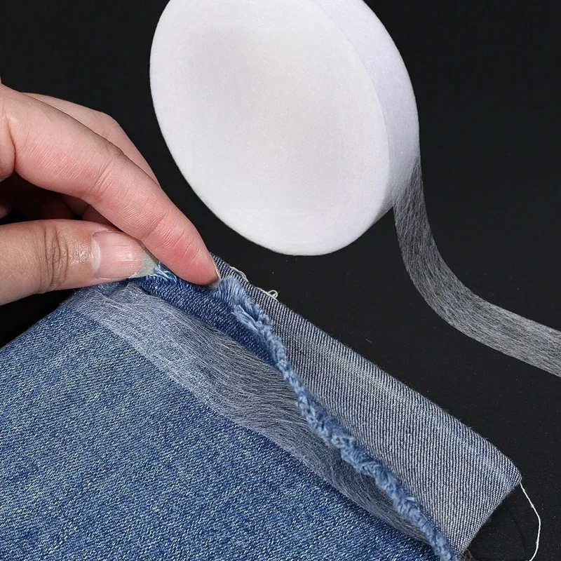 Rolo de 64m de tecido adesivo de dupla face não tecido, pano para roupas, ferro na bainha, fita,