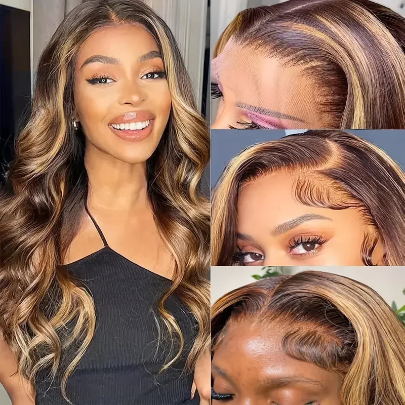 P4/30 Highlight Wigs 13X6 Body Wave Lace Front Wigs 13X4 Lace Front Wig Pre Plucked Ombre Human Hair Colored Glueless 30 Inch