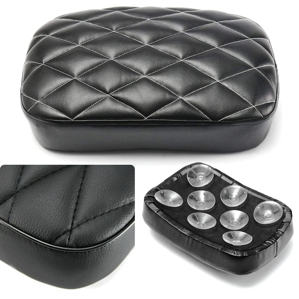 Motorcycle Rear Passenger Cushion 8 Suction Cups Pillion Pad SeatFor Harley Dyna 883 Choppers Bobber