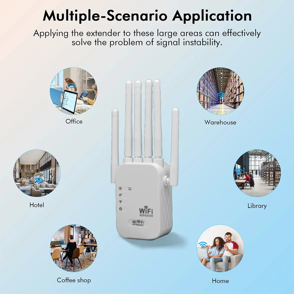 1200Mbps Wireless WIFi Repeater WiFi Extender Signal Amplifier Dual-band 2.4GHz/5GHz WiFi Enhancer For Home and Small Office