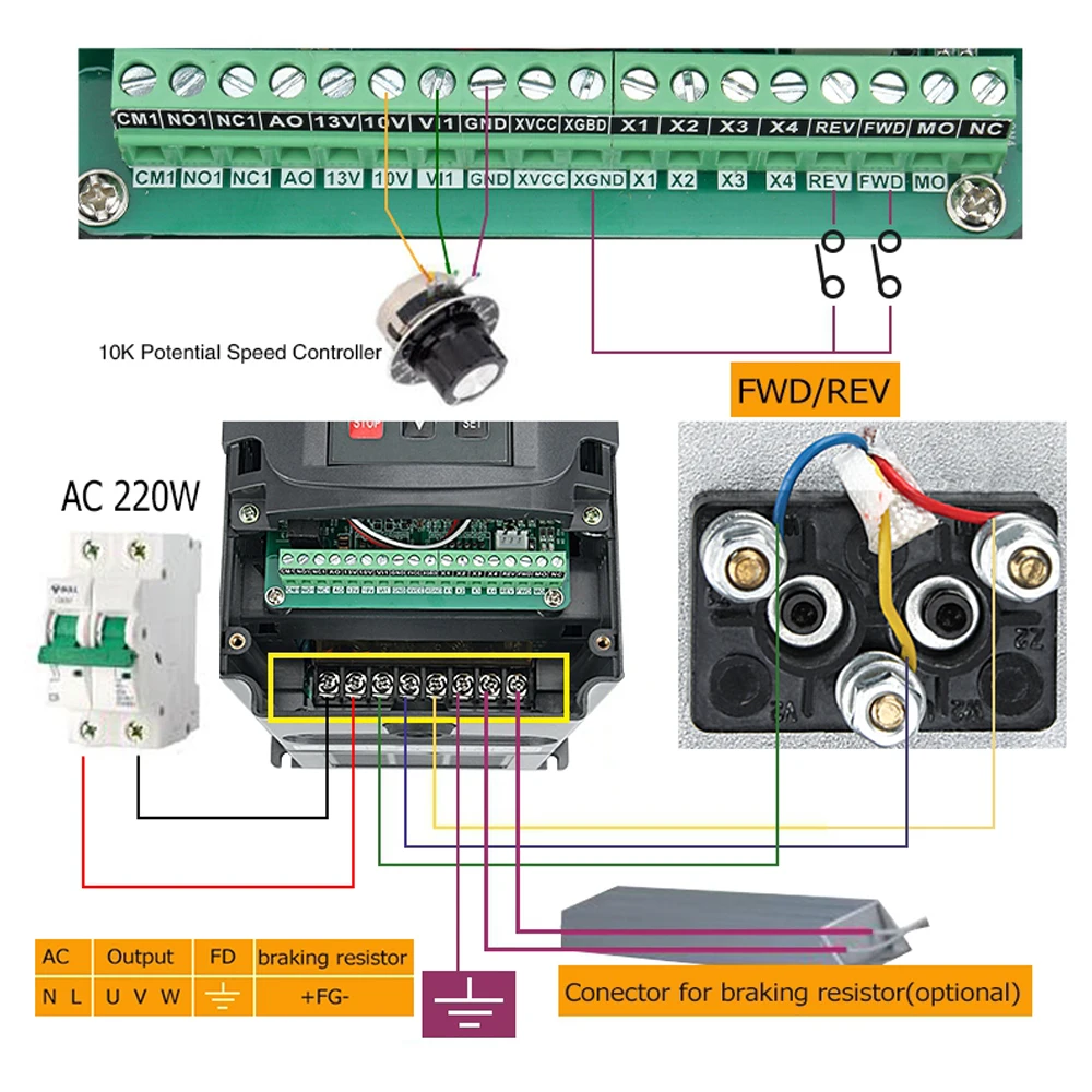 2.2KW Spindle 220v/380v Air-cooled 2200W CNC Milling Motor+2.2kw Inverter+ER20 Collet CNC Spindle Motor for CNC Router.