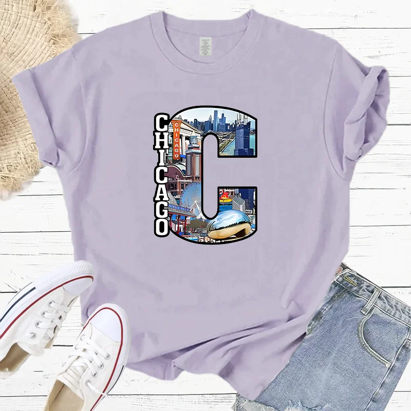 Southern Lake Michigan World Financial Center Chicago Fashion Sports Women's T-Shirt Harajuku Graphic Clothing Women's Top