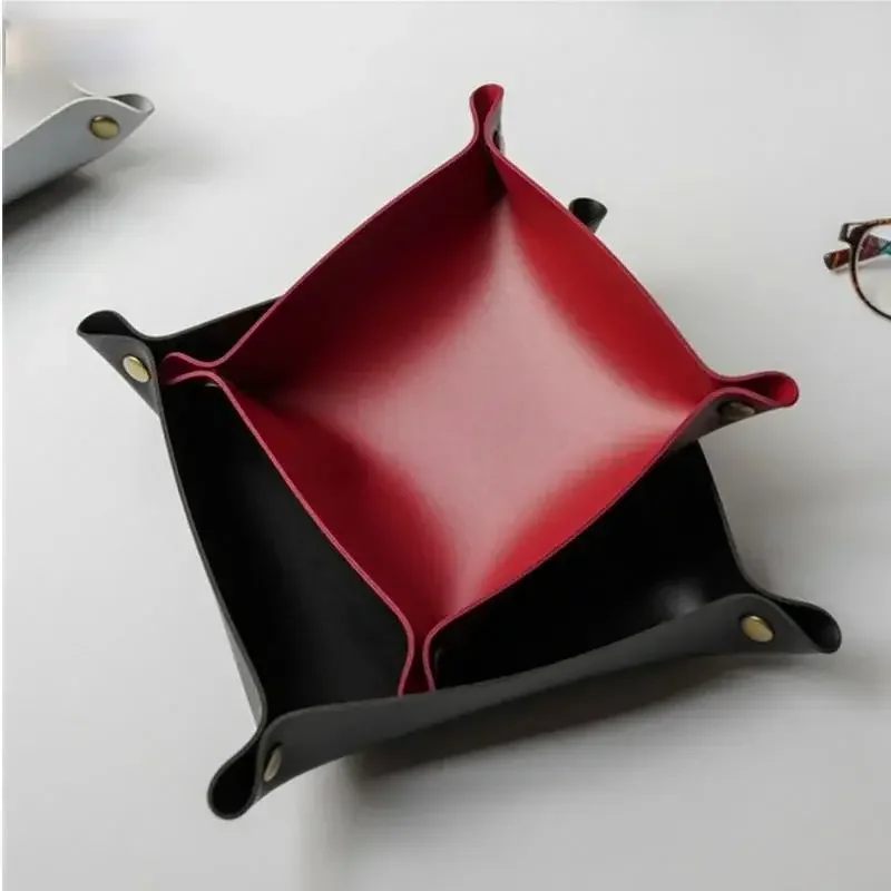 1 шт. 25x25 см кожаный лоток для хранения в скандинавском стиле, настольный органайзер для ключей, ювелирных изделий, косметики, складной органайзер, домашний деко