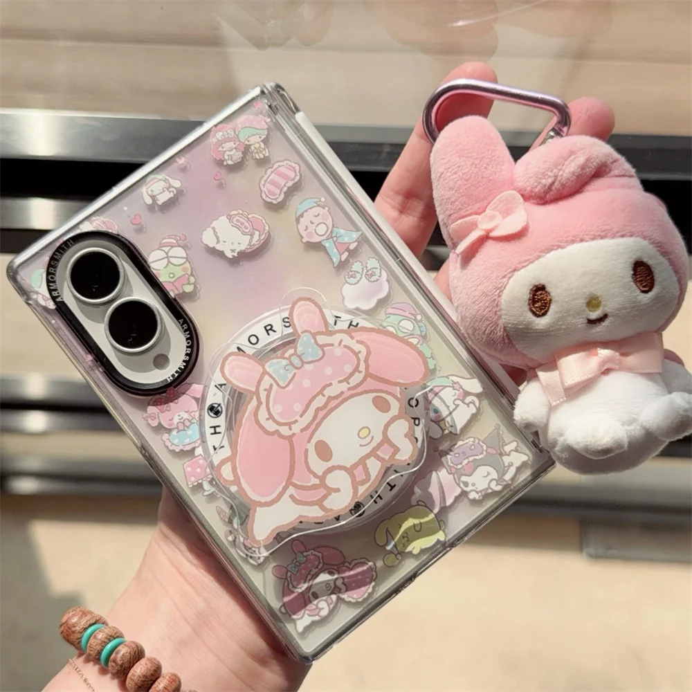 Urocze etui magnetyczne Mellody Kulomi na telefon Samsung Galaxy Z Fold 8 Ultra Fold 7 8 fold 8 z podstawką Magsafe i łańcuszkiem. — zdjęcie produktu 5