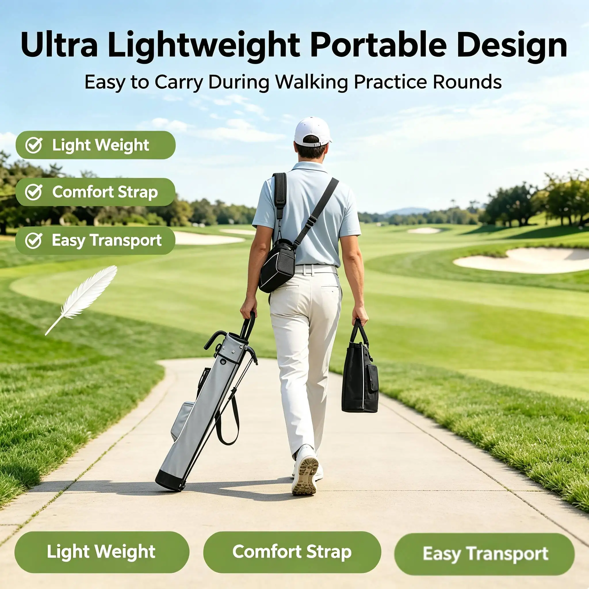 Leichte Golfschlägertasche mit Halterung, Golf-Gun-Rack-Taschen, Wasserdichte Golf-Standtasche – Detail 5