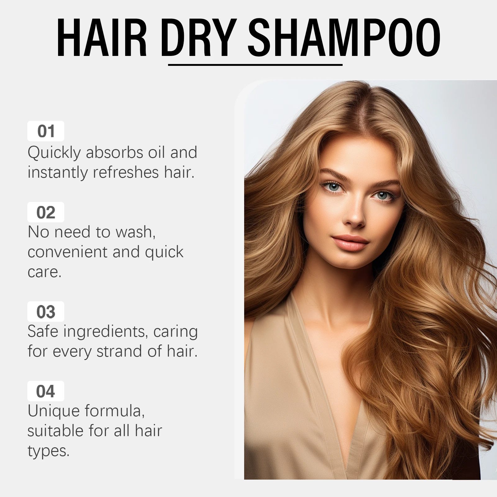 Hoegoa Hair Dry Spray Volumizing Refreshing Oil Control ไม่ระคายเคืองหนังศีรษะ Care Smoothing กลิ่นหอมสดชื่นสเปรย์ผมแห้ง