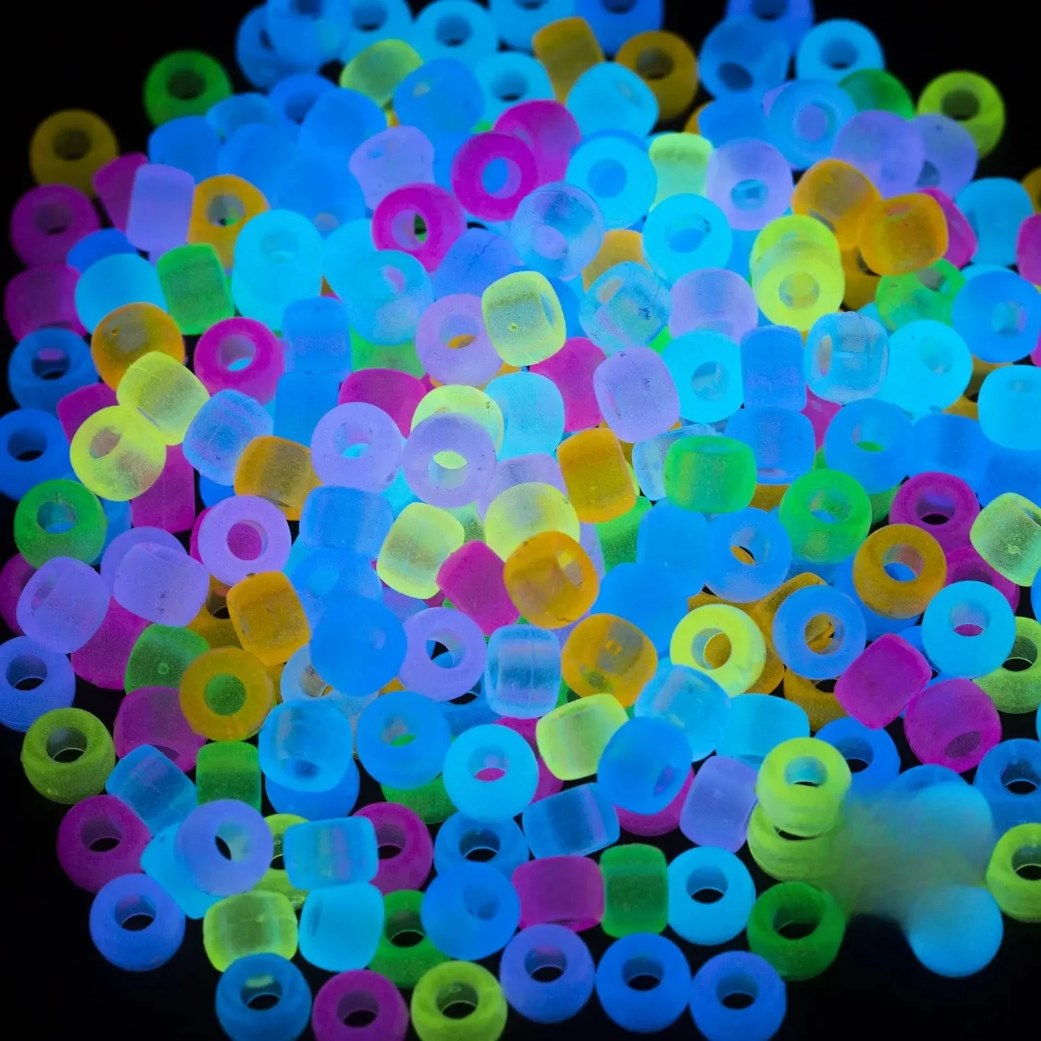 Glow in The Dark Pony Kralen 9 mm Plastic Kraal voor Vriendschap Armband Ketting Ambachtelijke Sieraden Maken Kralen voor Haar Vlechten 9 Kleur - afbeelding 2