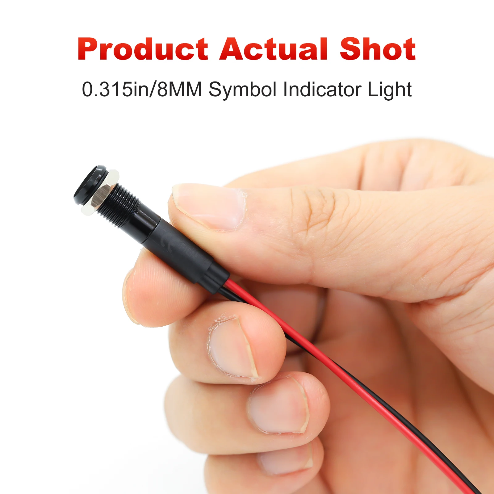 فيلم 8 مللي متر رمز مؤشر LED ضوء 12 فولت 24 فولت مؤشر معدني أسود داش مصباح إرشاد مع سلك لوحة سيارة روك الآلات #5