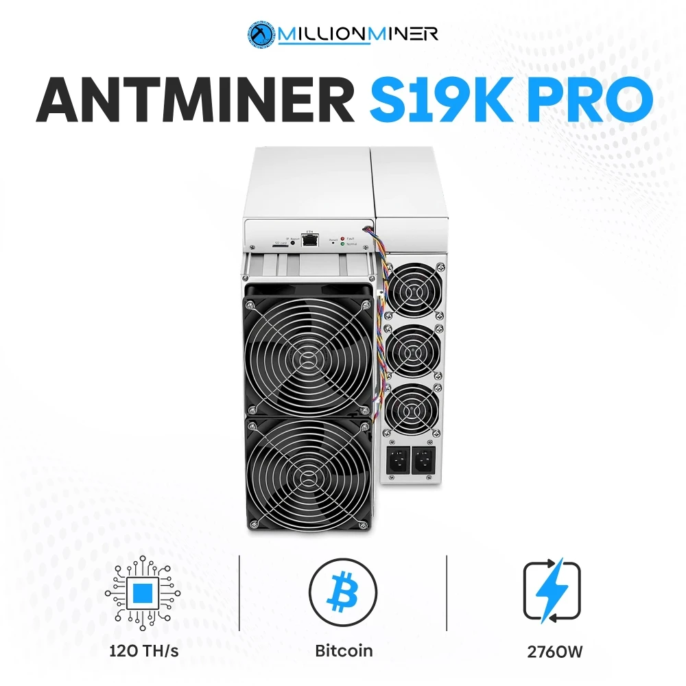 Antminer S19K Pro — биткойн-майнер 120TH/s |   Мощность 2760 Вт, тихий майнер включает блок питания