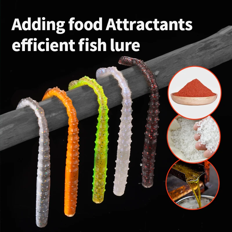 LINNHUE 15pcs/Pack Floating Fishing Soft Baits 110mm Sequin Worm Silicone Swimbaits Lures Pesca Bass Carp Fishing Tackle Bait
