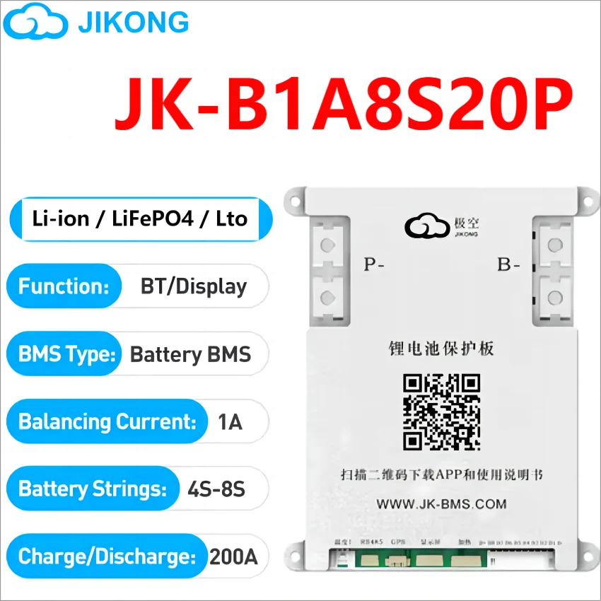 Jk Bms B2A20S20P 200A with CAN Heat BT Active Balance 2A Smart Bms