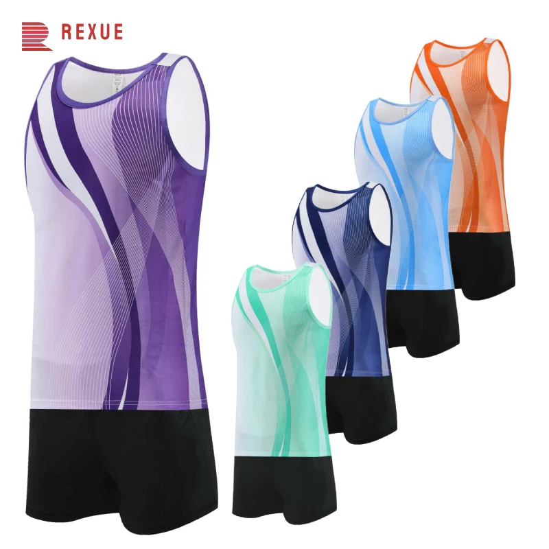 

Men's Professional Running Vest and Shorts Set for Track and Field Marathon Sleeveless Quick-Drying Clothing