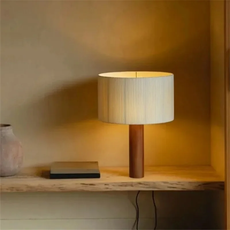 Moragas Tafellampen Japan Wabi Sabi Massief Hout Lampen Minimalistische Woonkamer Slaapkamer Nachtkastje Studie Stof Decoratieve Lamp - afbeelding 2