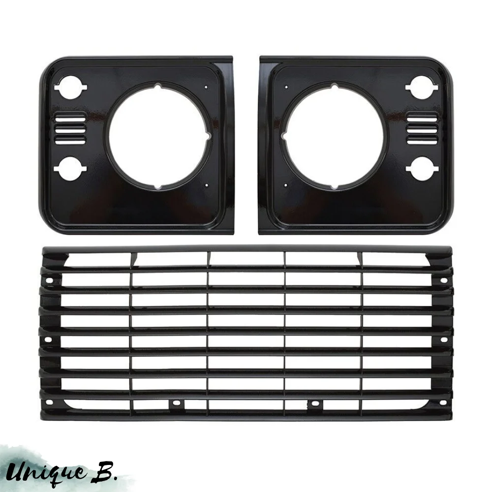 For Land Rover Defender 90 / 110 New Model Grille and Headlamp Finisher Black Right - Left DHH100790 - DHH100780 - ALR8765