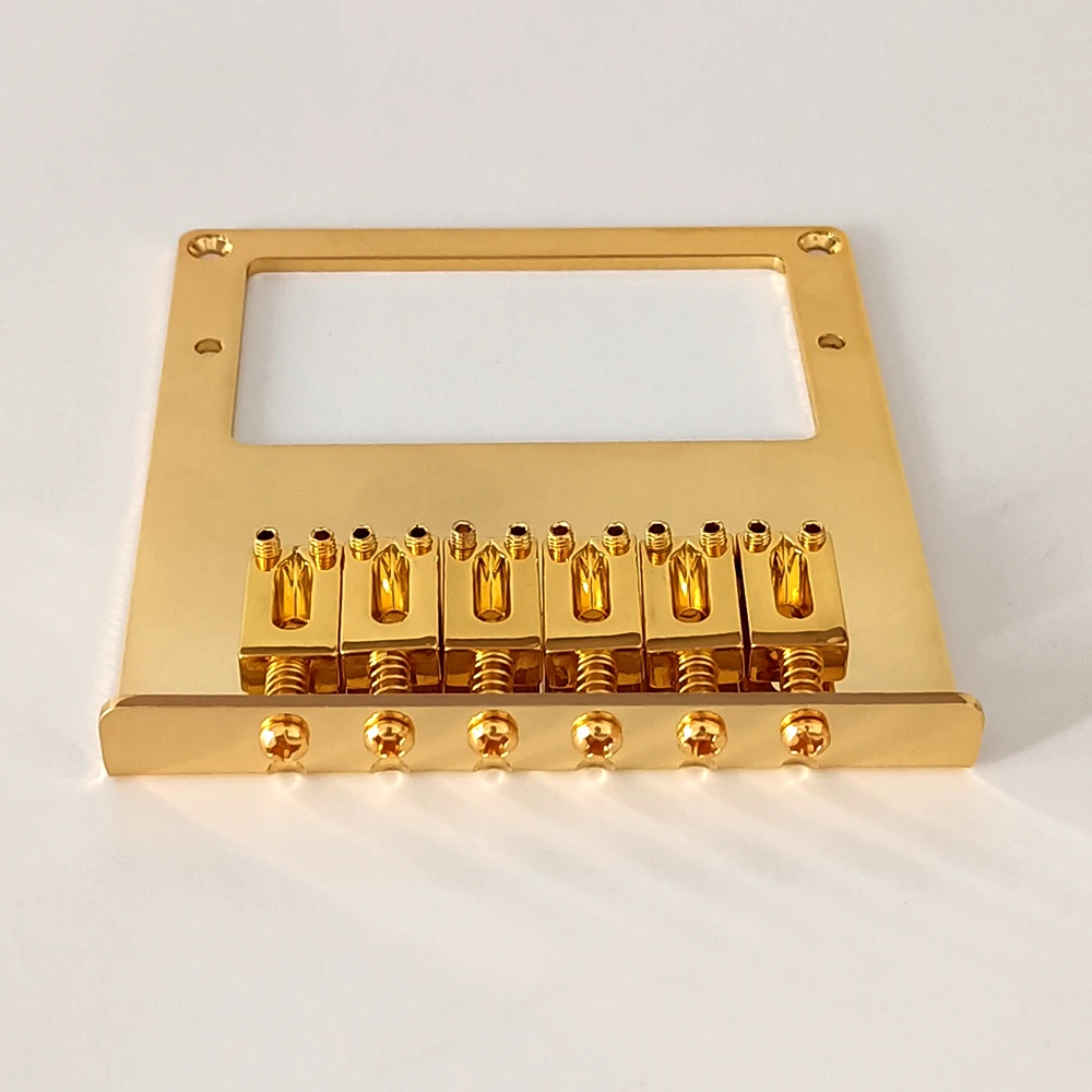 6 Roller Saddle 6 String Humbucker Guitar Bridge for Tele Telecaster Guitar (Gold)