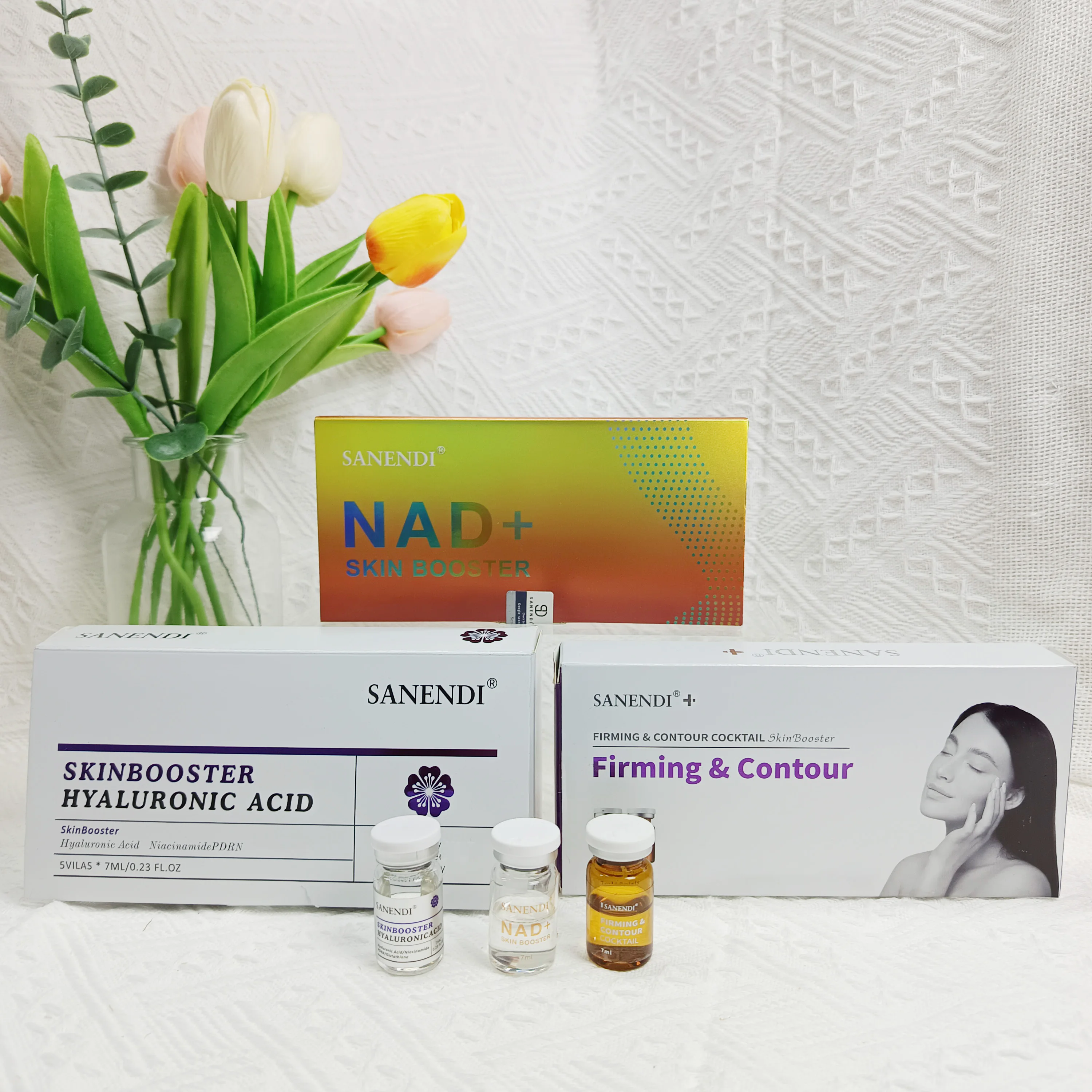 Sanendi 3 in 1 NAD+ Hyaluronic Acid Serum Set Firming Hydrating Korean Skin Care Essence Liquid Solution Face Care Glow Recipe