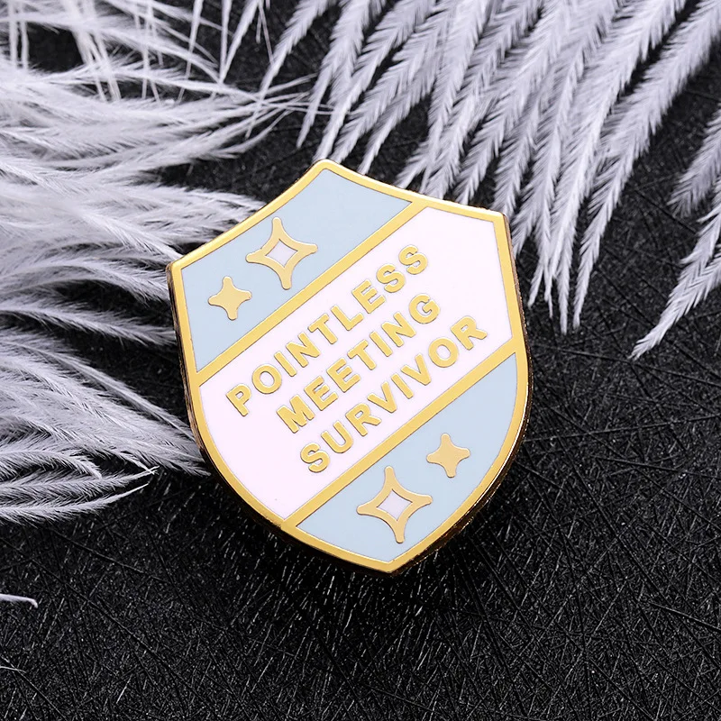 New Pointless Meeting Survivor Enamel Pin Fashion Funny Sarcastic Brooch Bag Hat Coat Lapel badge Jewelry Accessories