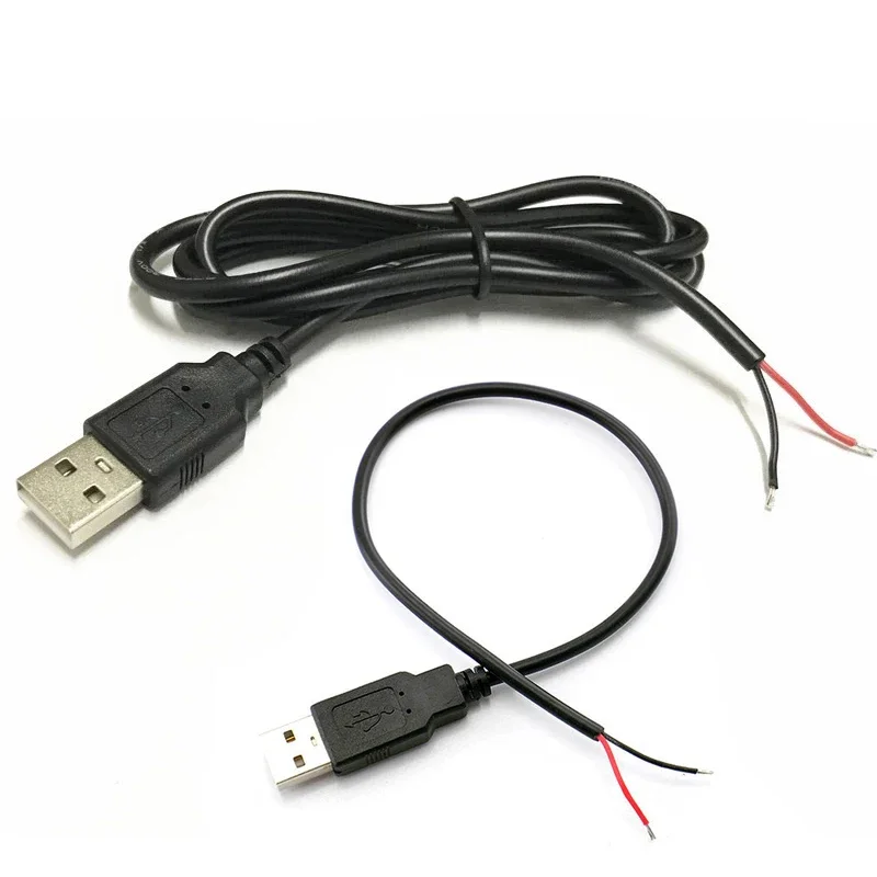 5v usb 2.0 2 pinos 2 fio diy usb macho jack conector cabo de extensão de carga de energia cabo