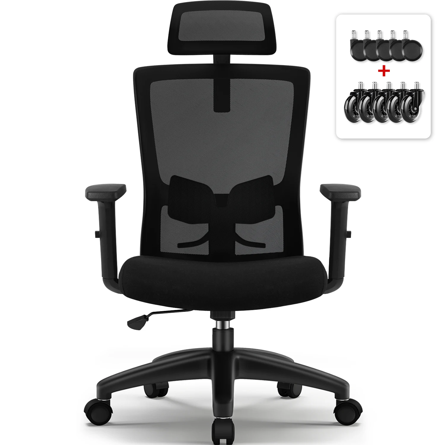 Ergonomischer Bürostuhl mit 8 cm dickem Natur-Schaumstoffkissen, 90 ° -135 °   Liegestuhl, verstellbare Kopfstütze und Lendenwirbelstütze, breite, weiche Armlehnen, 155 kg Tragkraft, zusätzliche