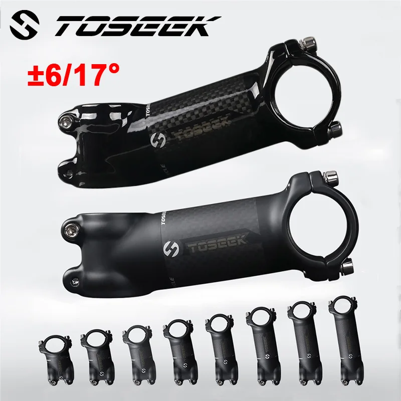 Toseek-vástago de manillar de bicicleta de montaña, 31,8mm, 6/17 grados, potencia de aluminio, vástago de bicicleta de montaña de carbono, piezas de ciclismo de mesa