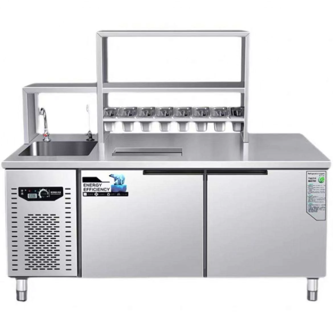 Manufacturer Direct Sales Customized Bubble Tea Workbench With Refrigerator Milk Tea Equipment Boba Tea Counter