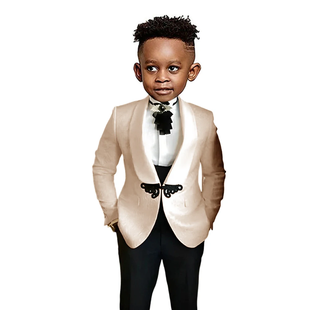 Beige Suit for Kids Wedding Tuxedo 3 Piece Formal Party Wear Blazer for Kids 2-16 Years Old