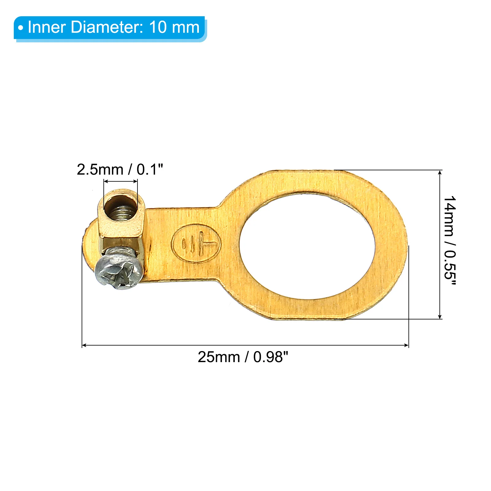 UXCELL Terminal Ring 20Pack Copper Screw Style Ground Terminal Wire Connector Ground Wire Lugs with End Screw Stopper, Gold Tone