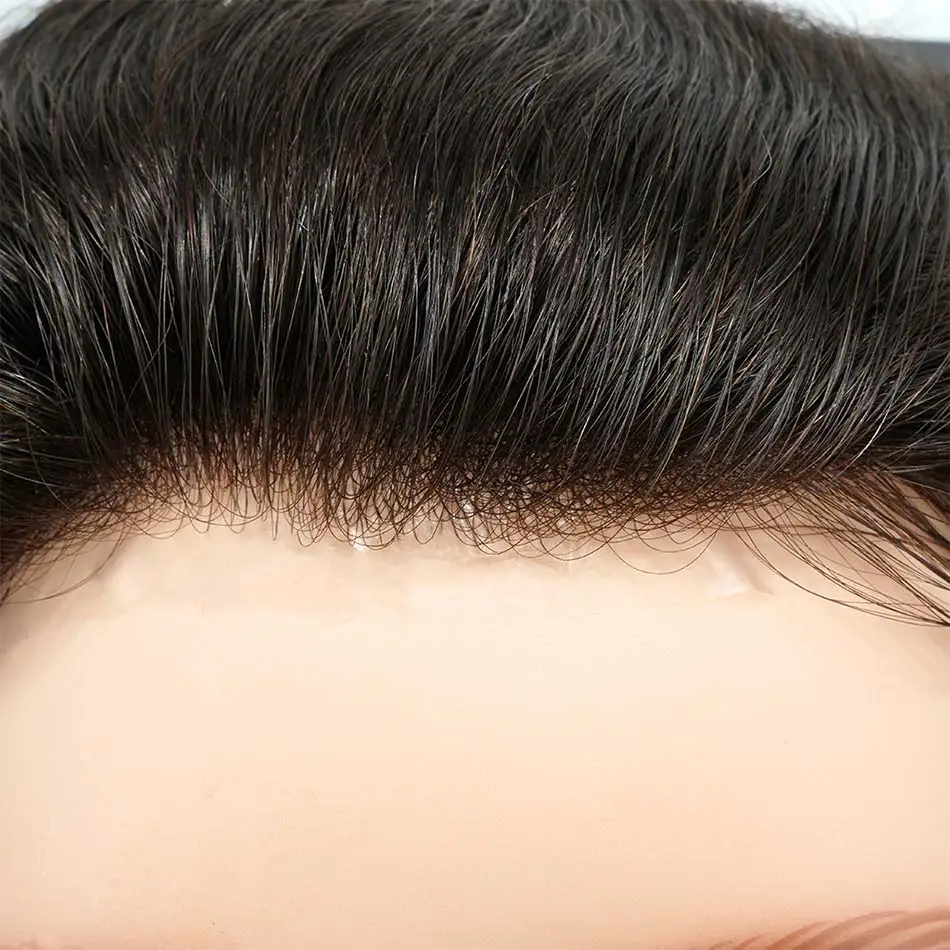 Men\'s Capillary Prothesis Mens Wig Male Nature Human Hair System 0.02-0.04mm V Looped Ultra Thin Skin Hair Replacement Toupee