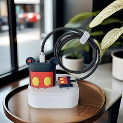 Disney-Juego de protectores de Cable de carga rápida de Mickey, Material de PVC duradero, Compatible con iPhone 18W/20W