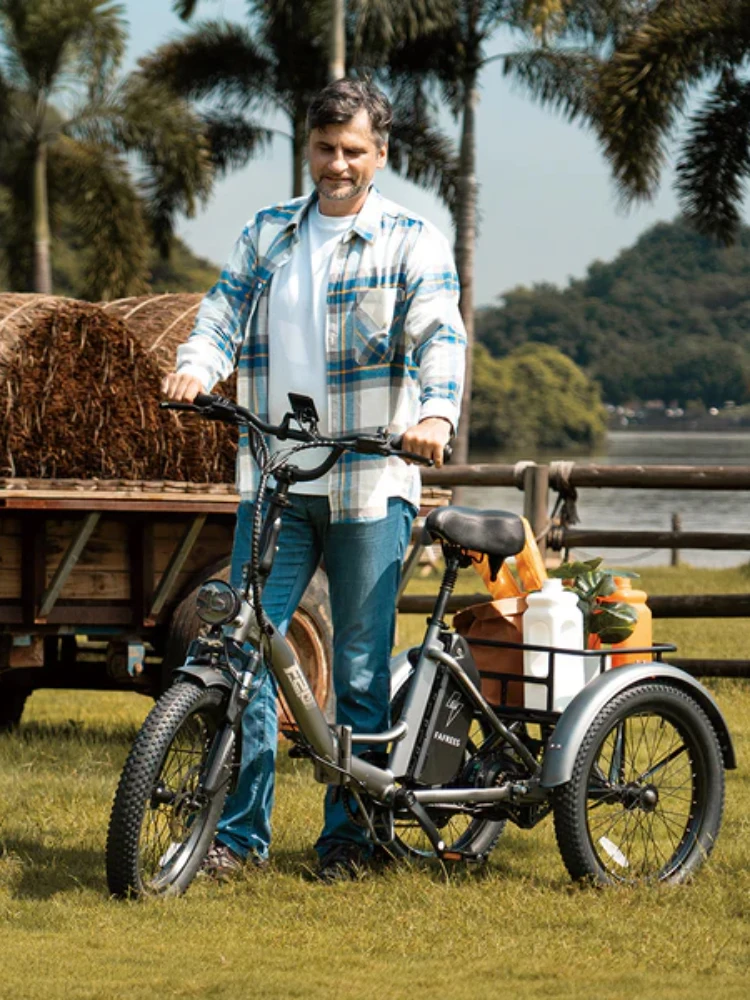 AliExpress FAFREES F20 Mate Folding Electric Cargo Tricycle 500W 48V 21Ah 20*3.0 Fat Tire Three Wheels Electric Bicycles Full Suspension