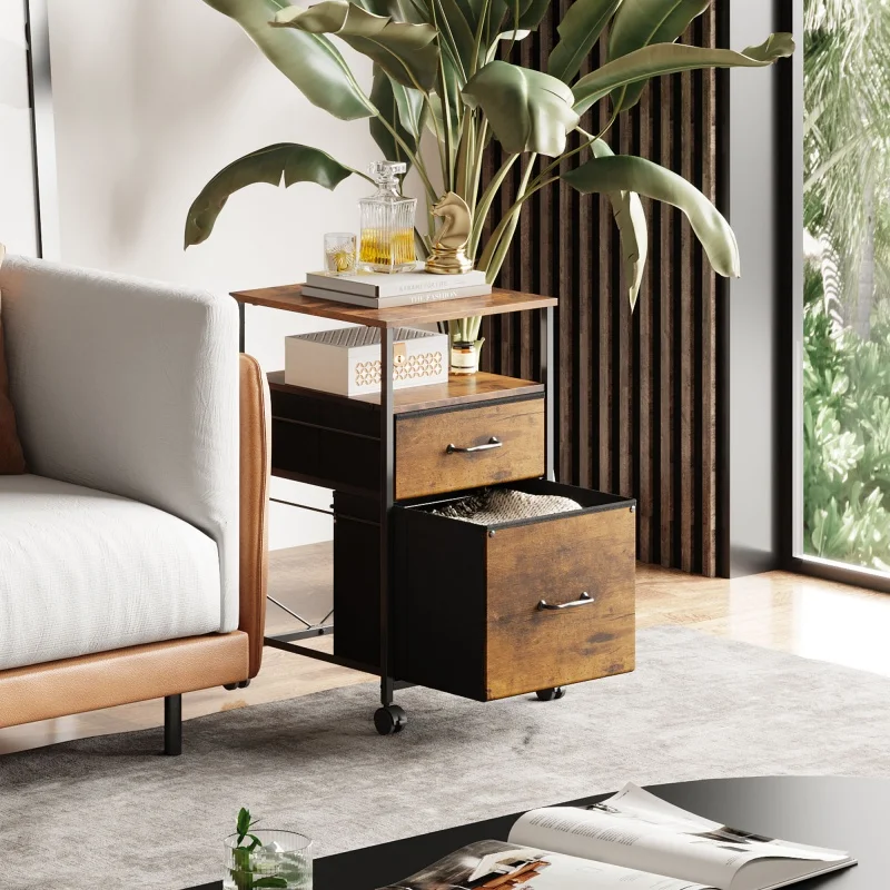 

GALAXHERO 2-х ящик для мобильных документов с открытой полкой для хранения, подставка для принтера на колесиках для домашнего офиса, A4, размер букв для хранения