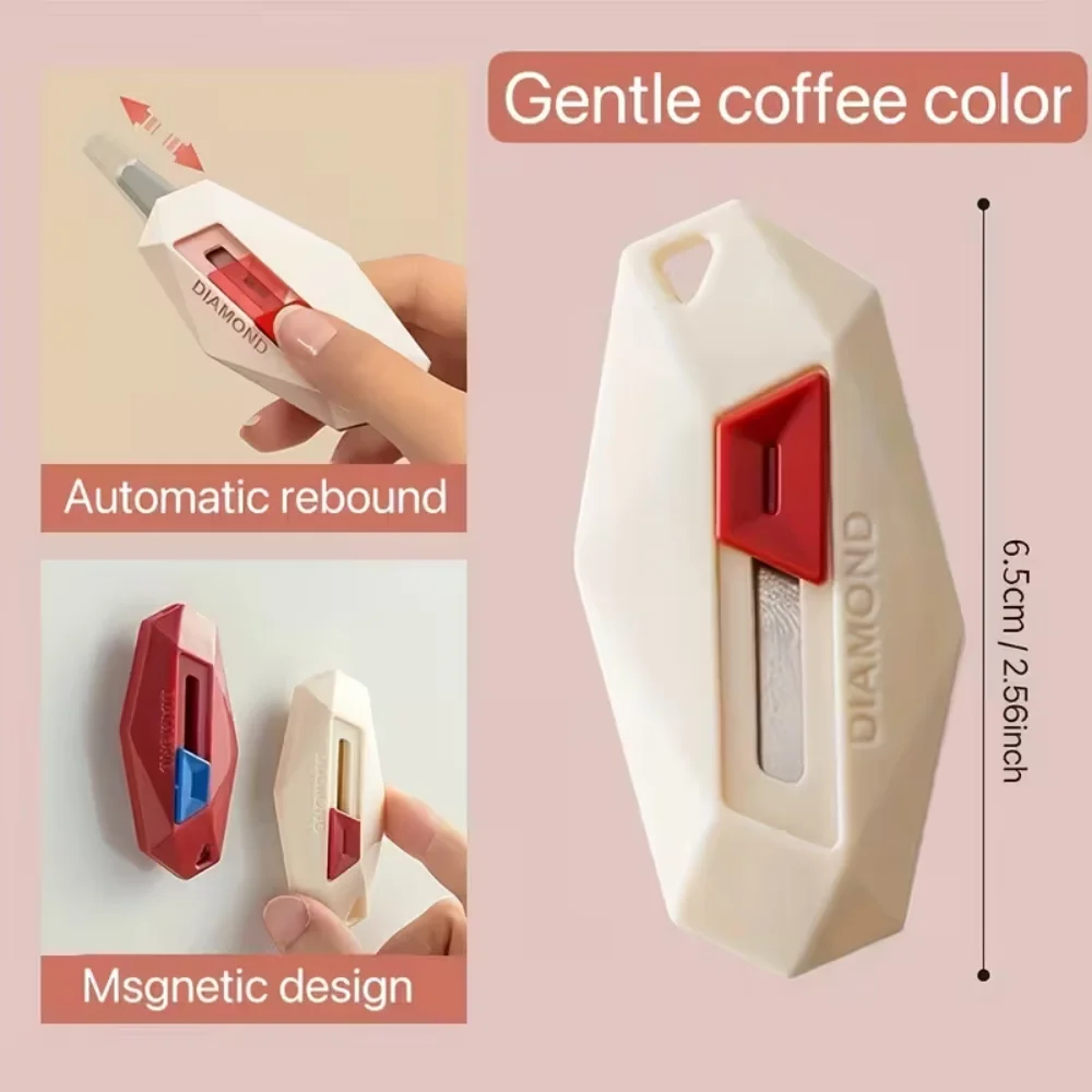 سكين فتح الصندوق الصغير قابل للتمديد، مزود بسكين فتح صندوق صغير مغناطيسي مدمج، وسكين فتح صندوق الأمان،