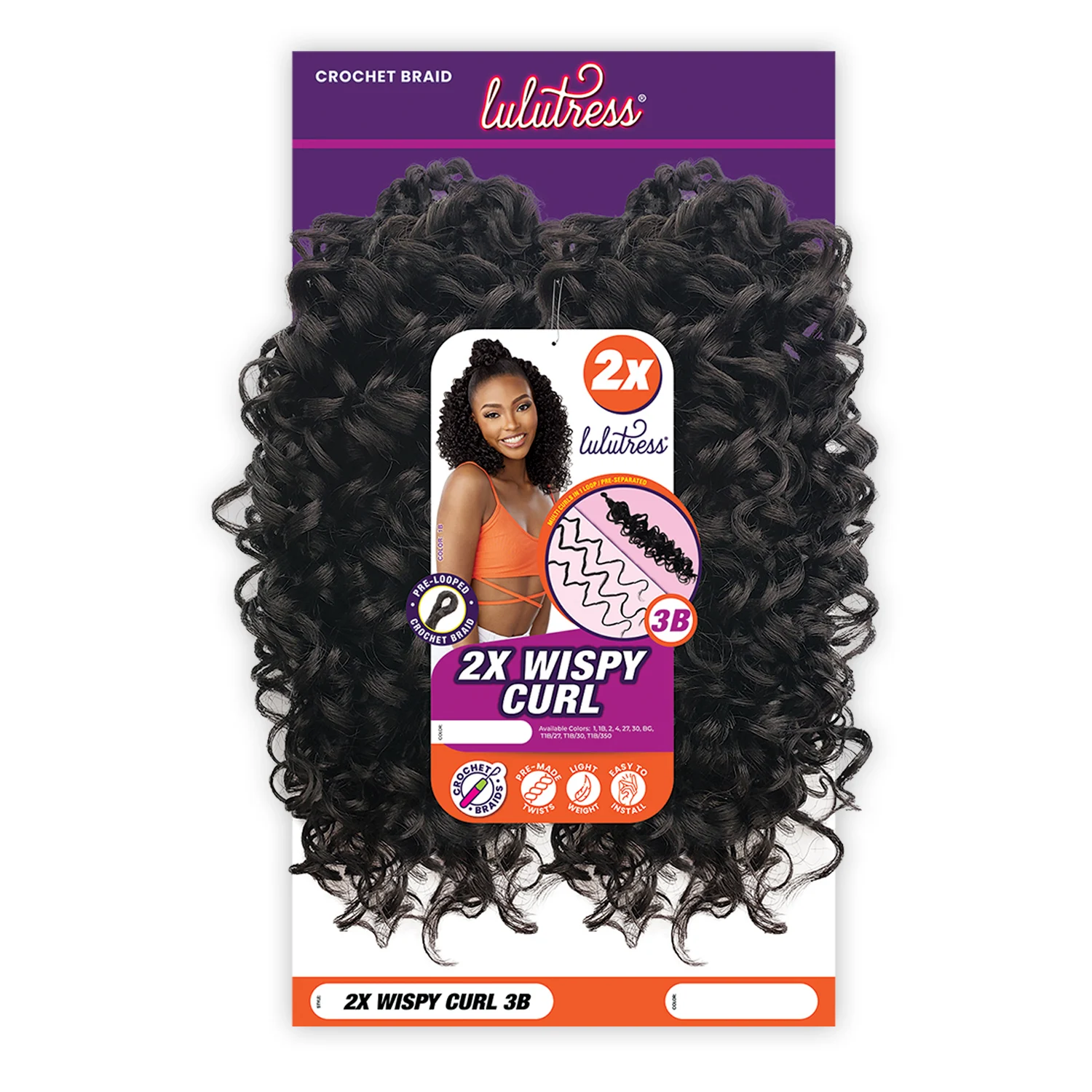 

Sensationnel Lulutress Синтетические вязаные крючком косы с предварительной петлей 2X Wispy Curl