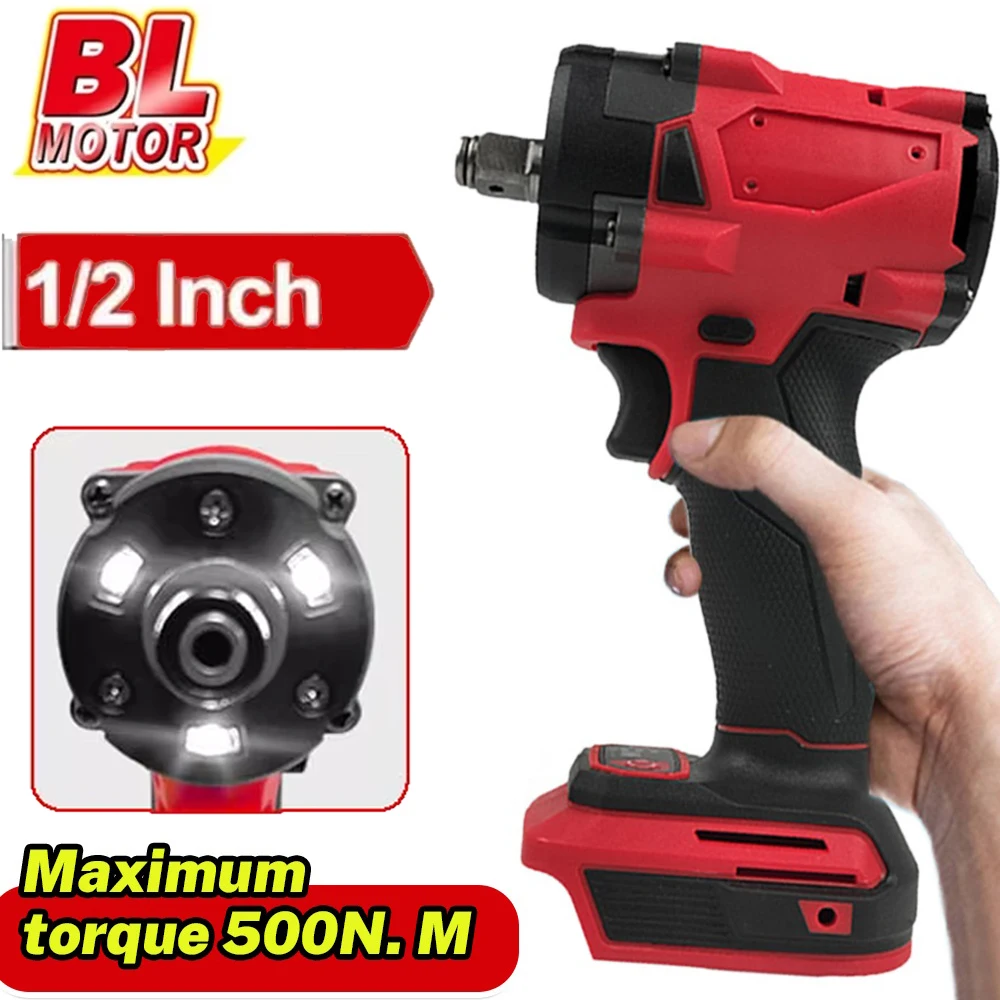 Clé à impac sans balais 500N.m, pilote électrique de réparation 1/2 ", tournevis sans fil, 4 vitesses, outils électriques pour batterie Milwaukee 18V