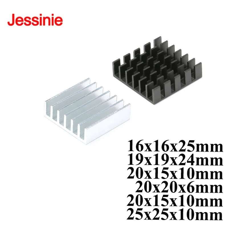

50Pcs/1pc 16*16*25 19*19*24 20*15*10 20*20*6 20*15*10 25*25*10 Aluminum Alloy Heatsink Radiator Heat Sink